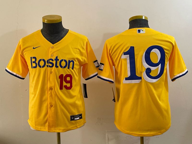 Youth 2025 Boston Red Sox #19 No Name Yellow City Edition Nike MLB Jersey style 02->youth mlb jersey->Youth Jersey